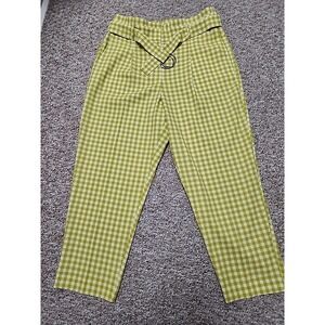 Ann Taylor Gingham Belted Paperbag Ankle Pant Women's Size 10 Plaid Lightweight